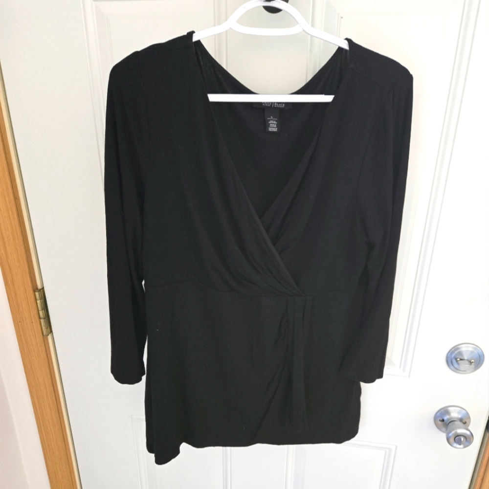White House Black Market Black Wrap Blouse